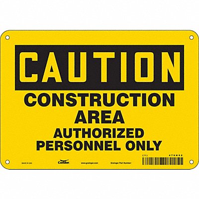 CONDOR 476H82 Safety Sign 7 in x 10 in Aluminum