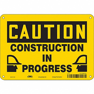 CONDOR 476H89 Safety Sign 7 in x 10 in Aluminum