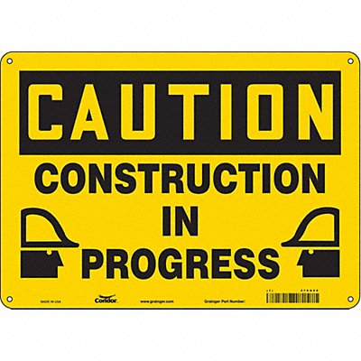 CONDOR 476H90 Safety Sign 10 inx14 in Aluminum