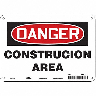 CONDOR 476J34 Safety Sign 7 in x 10 in Aluminum