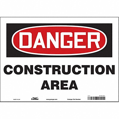 CONDOR 476J41 Safety Sign 10 in x 14 in Vinyl