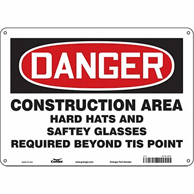 CONDOR 476J50 Safety Sign 10 in x 14 in Aluminum