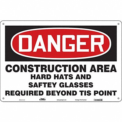 CONDOR 476J54 Safety Sign 24 in x 36 in Polyethylene