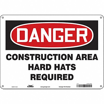 CONDOR 476J59 Safety Sign 10 inx14 in Aluminum