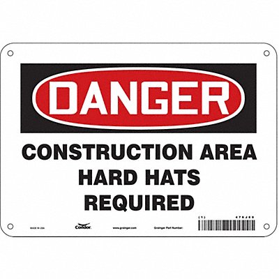 CONDOR 476J60 Safety Sign 7 inx10 in Polyethylene