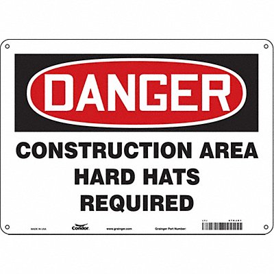 CONDOR 476J61 Safety Sign 10 inx14 in Polyethylene