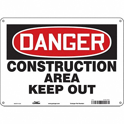 CONDOR 476J69 Safety Sign 10 inx14 in Polyethylene