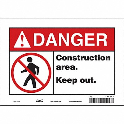 CONDOR 476J84 Safety Sign 7 inx10 in Vinyl
