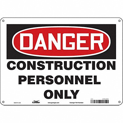 CONDOR 476J94 Safety Sign 10 inx14 in Aluminum