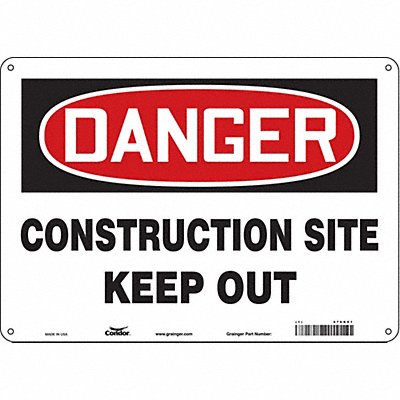 CONDOR 476K01 Safety Sign 10 in x 14 in Aluminum