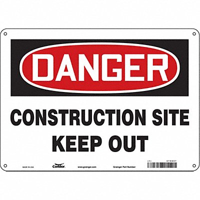 CONDOR 476K07 Safety Sign 10 in x 14 in Vinyl