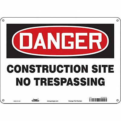 CONDOR 476K16 Safety Sign 10 in x 14 in Polyethylene