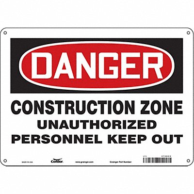 CONDOR 476K24 Safety Sign 10 inx14 in Aluminum