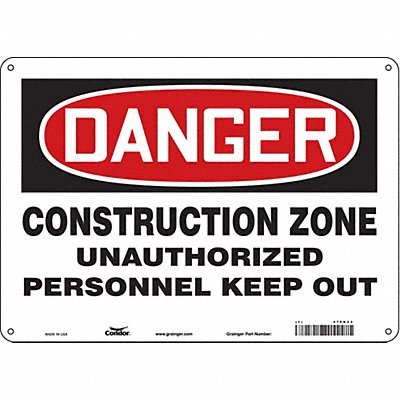 CONDOR 476K33 Safety Sign 10 in x 14 in Vinyl