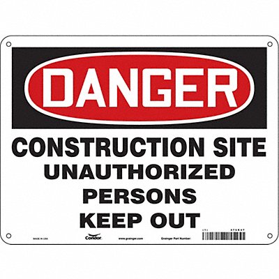 CONDOR 476K47 Safety Sign 18 inx24 in Polyethylene