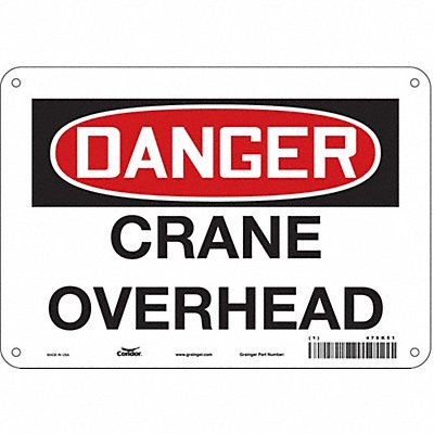 CONDOR 476K51 Safety Sign 7 in x 10 in Aluminum