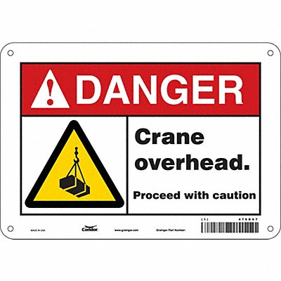 CONDOR 476K67 Safety Sign 7 in x 10 in Aluminum