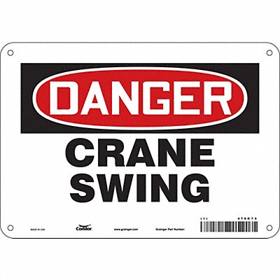 CONDOR 476K73 Safety Sign 7 in x 10 in Aluminum
