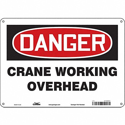 CONDOR 476K83 Safety Sign 10 in x 14 in Polyethylene