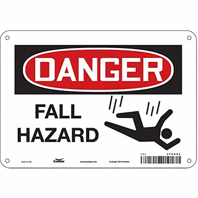 CONDOR 476K86 J8678 Safety Sign 7 in x 10 in Aluminum