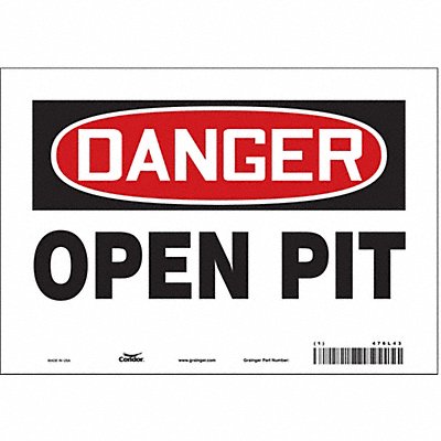 CONDOR 476L43 Safety Sign 7 in x 10 in Vinyl
