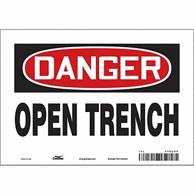 CONDOR 476L54 Safety Sign 7 in x 10 in Vinyl