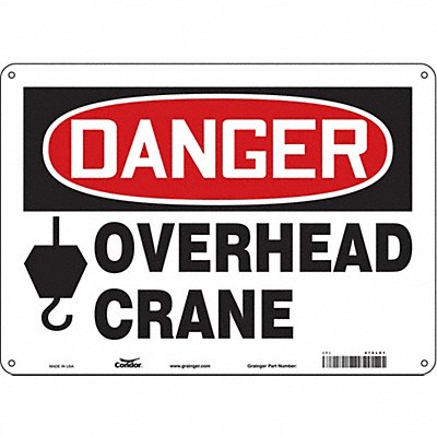 CONDOR 476L61 Safety Sign 10 in x 14 in Polyethylene
