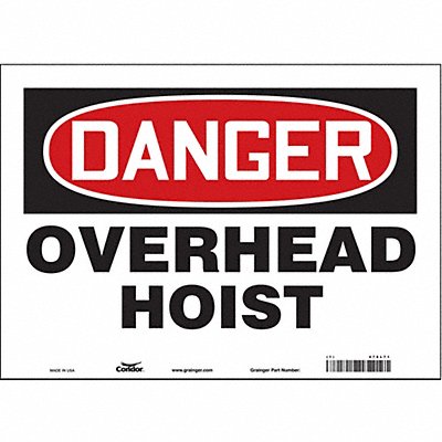 CONDOR 476L71 Safety Sign 10 inx14 in Vinyl