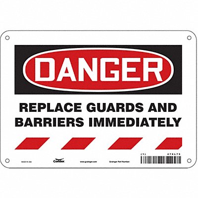 CONDOR 476L75 Safety Sign 7 in x 10 in Polyethylene