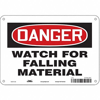CONDOR 476L83 Safety Sign 7 in x 10 in Polyethylene