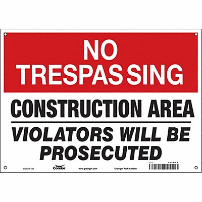 CONDOR 476M01 Safety Sign 10 inx14 in Aluminum