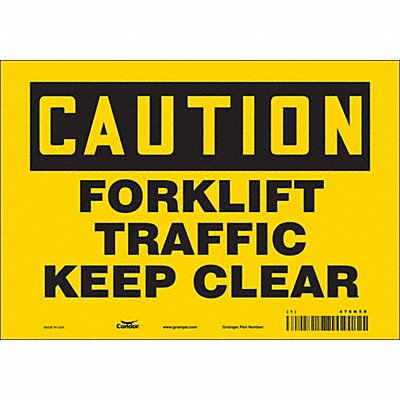 CONDOR 476N59 Safety Sign 7 in x 10 in Vinyl