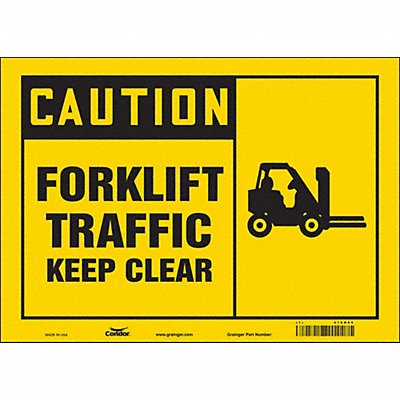 CONDOR 476N66 Safety Sign 10 inx14 in Vinyl