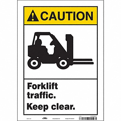 CONDOR 476N87 Safety Sign 14 in x 10 in Vinyl