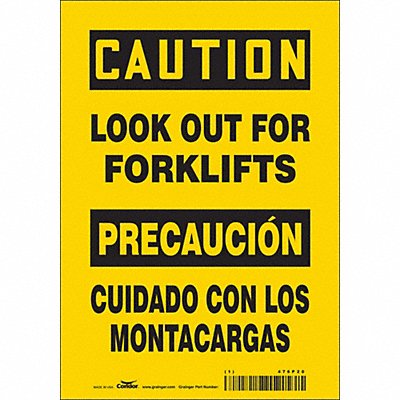 CONDOR 476P20 Safety Sign 10 inx7 in Vinyl