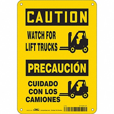CONDOR 476P47 Safety Sign 10 inx7 in Aluminum