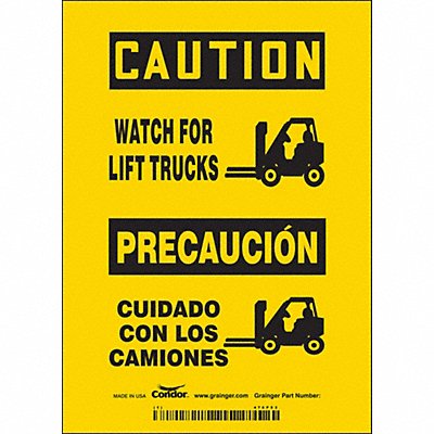 CONDOR 476P53 Safety Sign 7 in x 5 in Vinyl