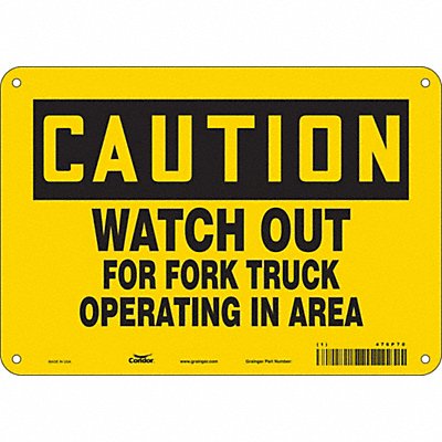 CONDOR 476P70 Safety Sign 7 in x 10 in Polyethylene