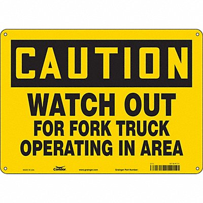 CONDOR 476P71 Safety Sign 10 inx14 in Polyethylene