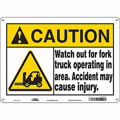 CONDOR 476P77 Safety Sign 10 inx14 in Aluminum