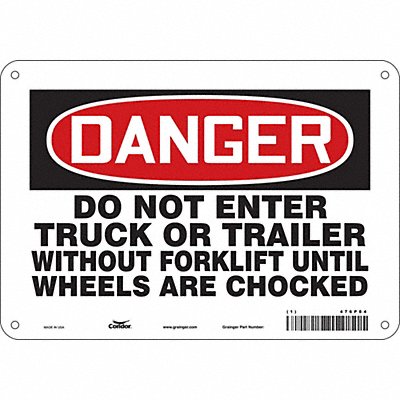 CONDOR 476P84 Safety Sign 7 in x 10 in Polyethylene