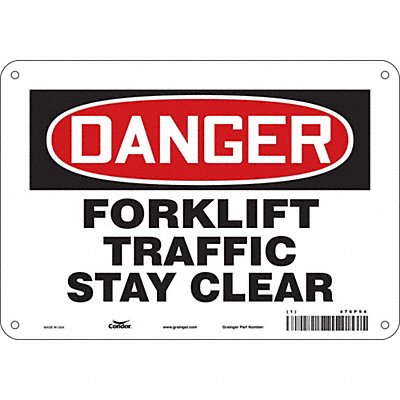 CONDOR 476P94 Safety Sign 7 in x 10 in Aluminum