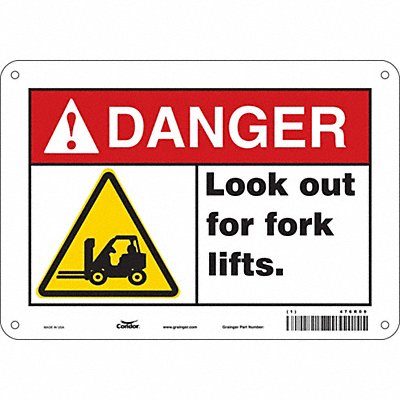 CONDOR 476R09 Safety Sign 7 inx10 in Polyethylene