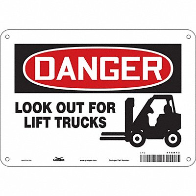 CONDOR 476R13 Safety Sign 7 in x 10 in Aluminum
