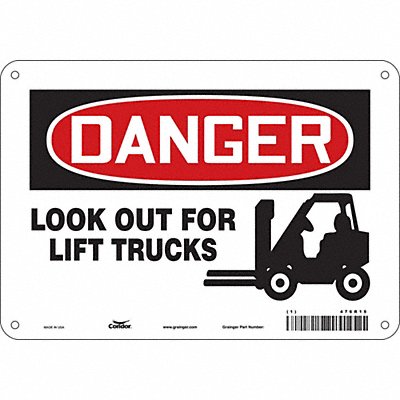 CONDOR 476R15 Safety Sign 7 in x 10 in Polyethylene