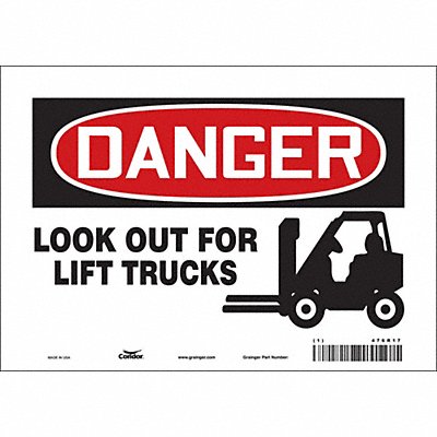 CONDOR 476R17 Safety Sign 7 inx10 in Vinyl
