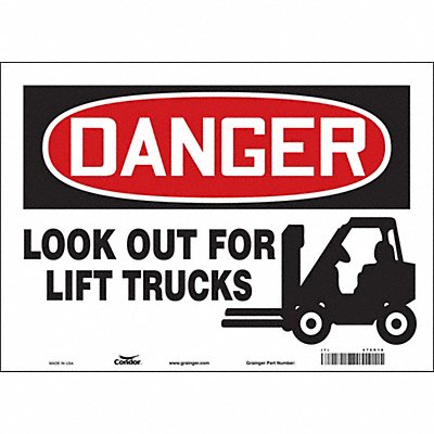 CONDOR 476R18 Safety Sign 10 in x 14 in Vinyl