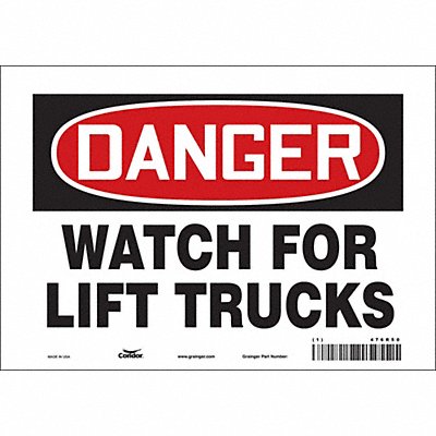 CONDOR 476R50 Safety Sign 7 in x 10 in Vinyl
