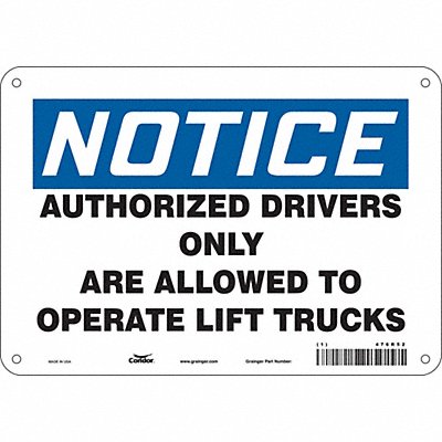 CONDOR 476R52 Safety Sign 7 in x 10 in Aluminum
