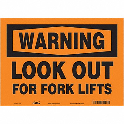 CONDOR 476R78 Safety Sign 10 inx14 in Vinyl